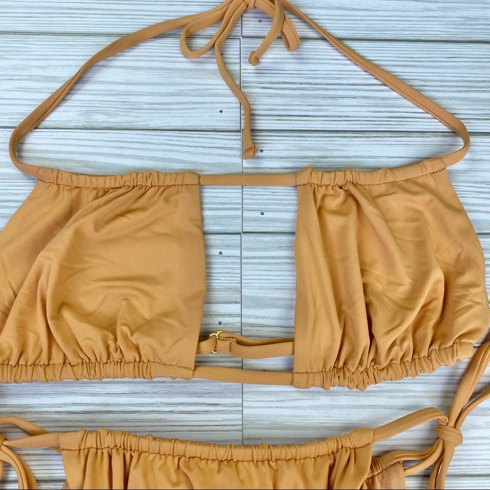 WeWoreWhat Gold Ruched String Bikini - Picture 6 of 7